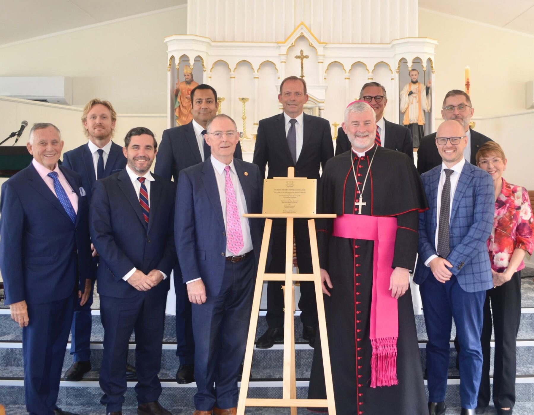 St John Henry Newman School leaders with Tony Abbott AC St John Henry Newman School leaders with Tony Abbott AC at the official opening mass for the Tarragindi school.